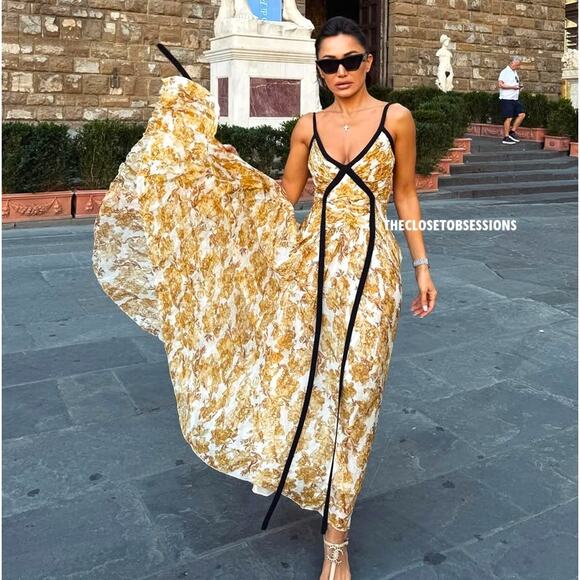 ZARA Blogger Fave Printed Maxi Dress NWT 💛 - Picture 9 of 16